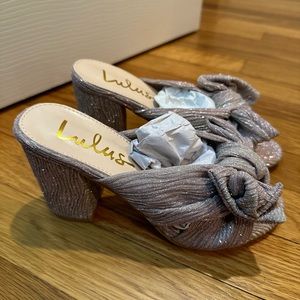 Lulus Dorothea Taro Shimmer Knotted High Heel Sandals